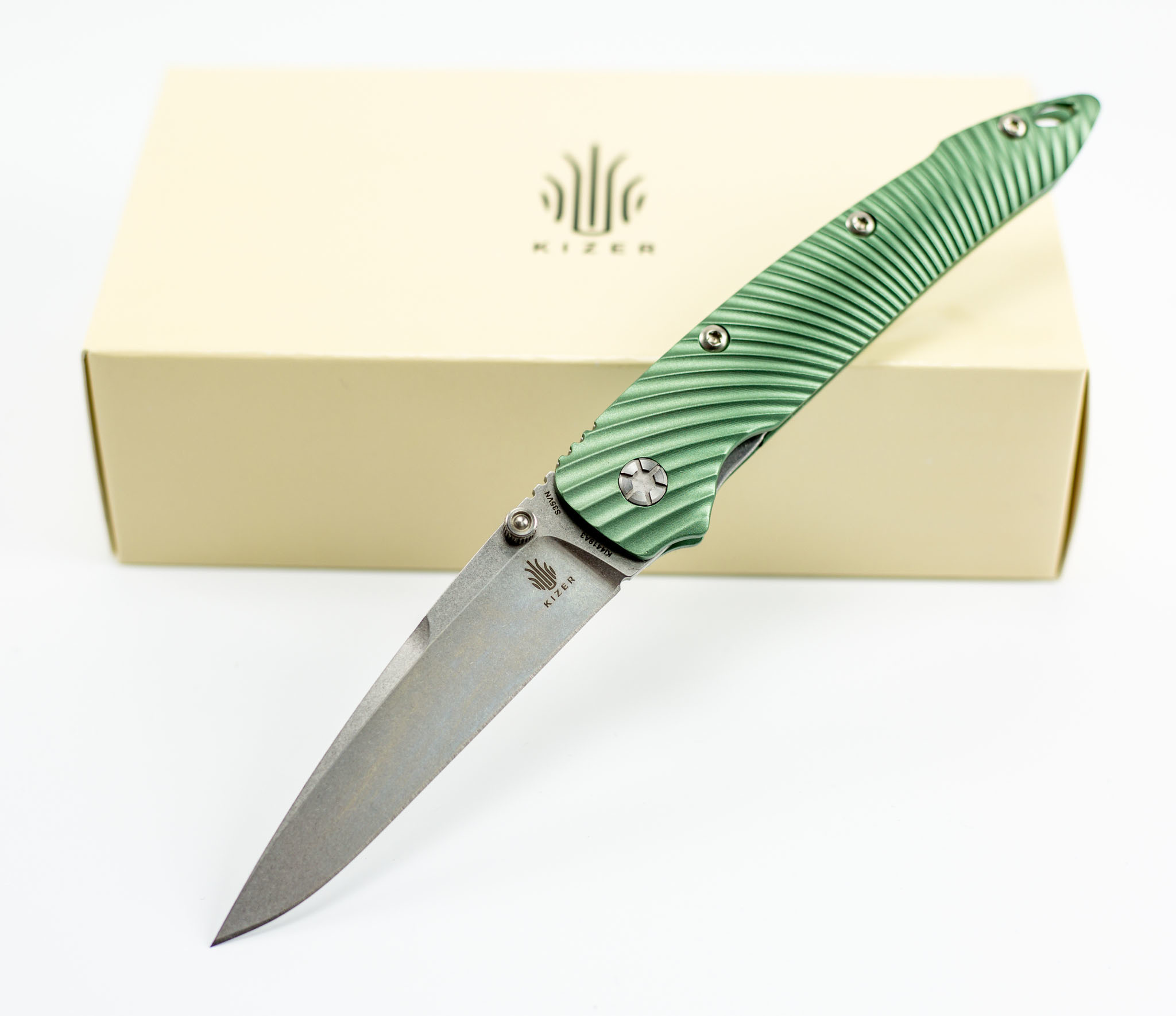 Складной нож Kizer Sliver, порошковая сталь CPM-S35VN, рукоять алюминий, зеленый