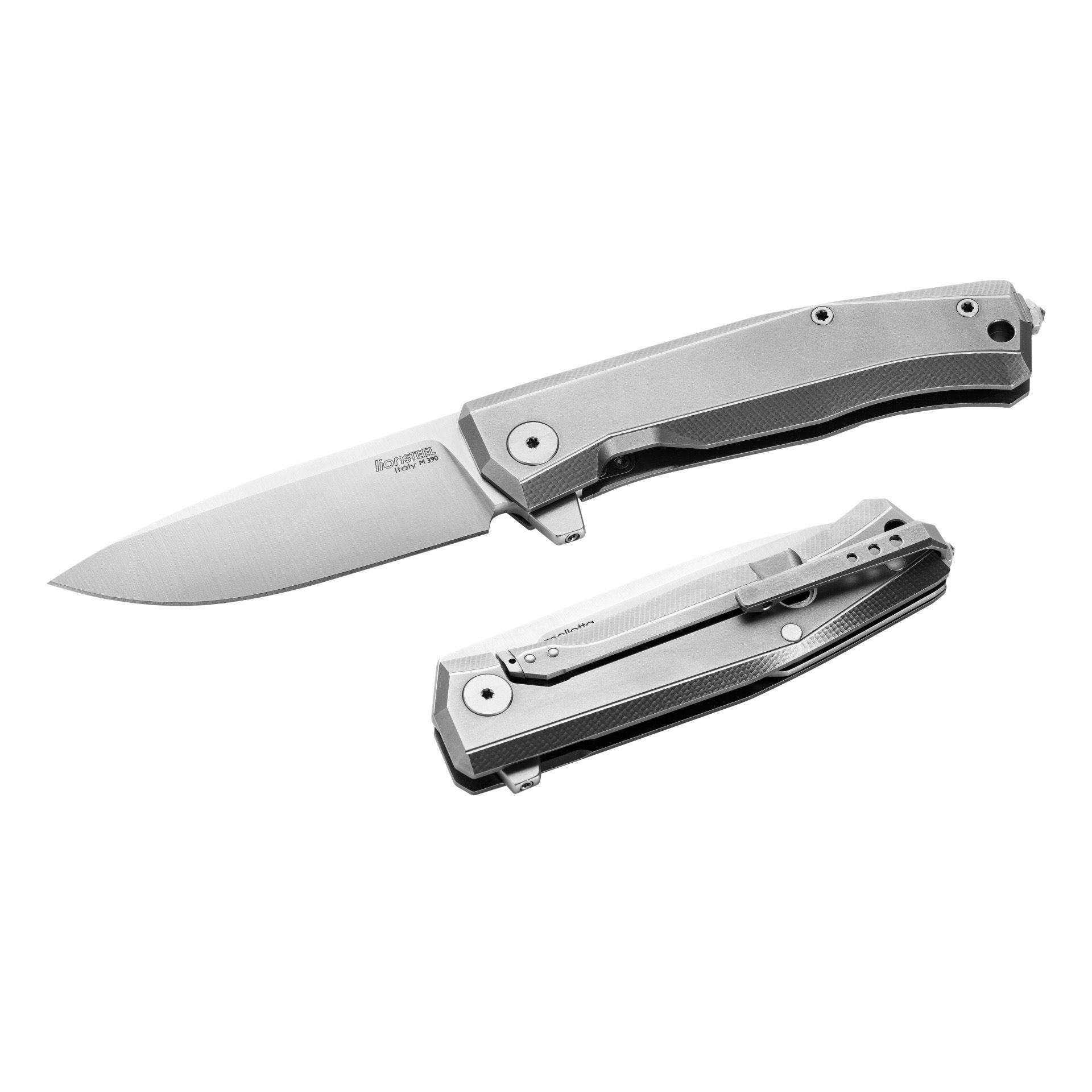 Складной нож LionSteel MT01 GY, сталь M390, рукоять Grey titanium