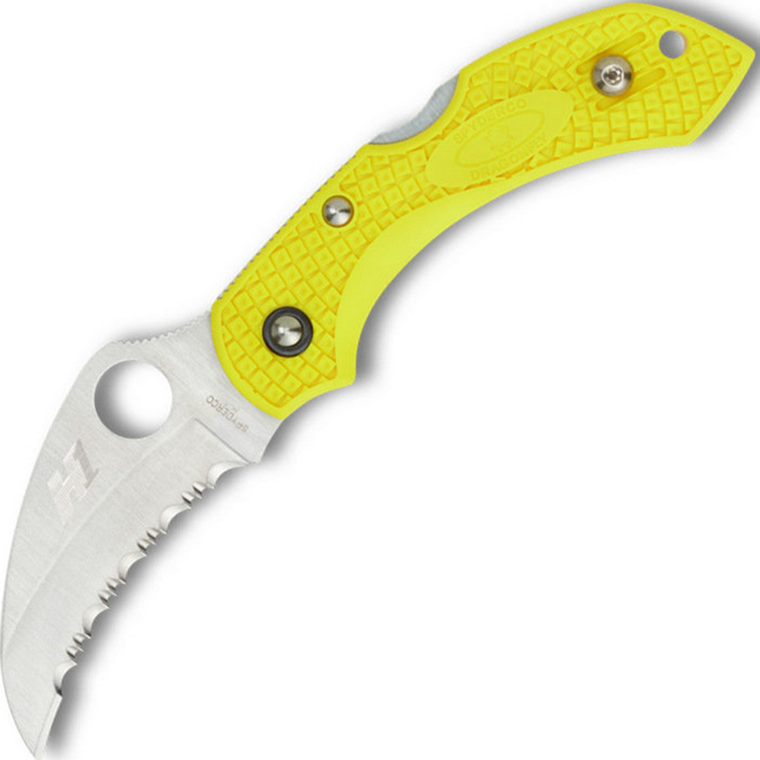 Складной нож Dragonfly™ 2 Salt™ - Spyderco 28SYL2HB, сталь H-1 Satin Serrated, рукоять термопластик FRN, жёлтый