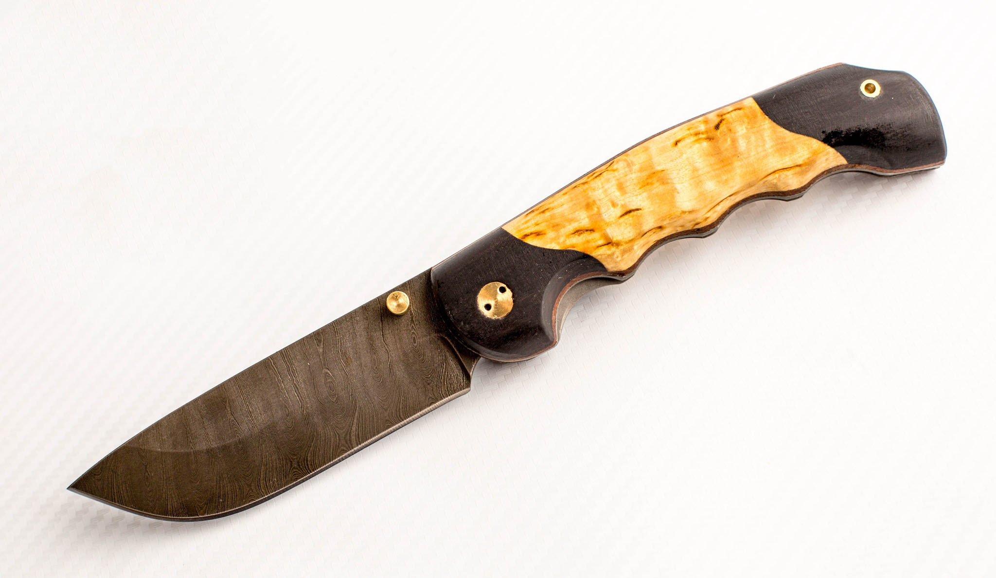 Складной нож Верный, сталь дамаск, карельская береза - фото 1