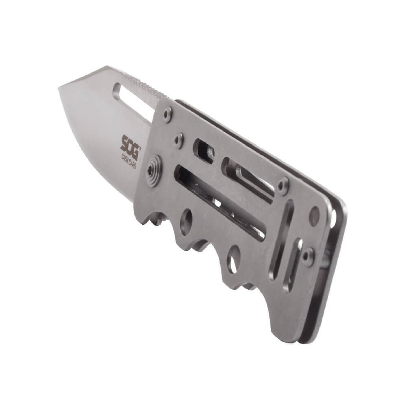 фото Складной нож cash card money clip - sog ez1, сталь 8cr13mov, рукоять нержавеющая сталь, серебристый