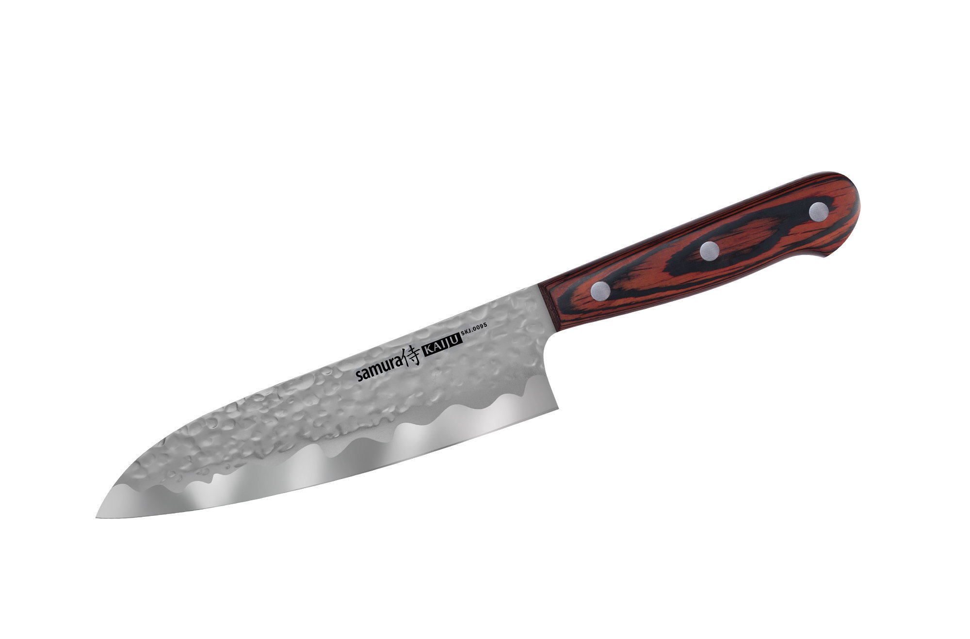 Нож кухонный Samura KAIJU Сантоку - SKJ-0095, сталь AUS-8, рукоять дерево, 180 мм - фото 1