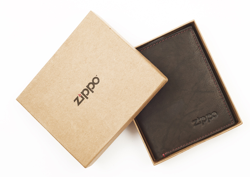 фото Портмоне zippo, цвет "мокко", натуральная кожа, 10x1,5x12,3 см