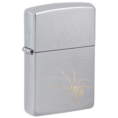 Фото Зажигалка ZIPPO Spider Design с покрытием High Polish Chrome, латунь/сталь, серебристая, 38x13x57 мм