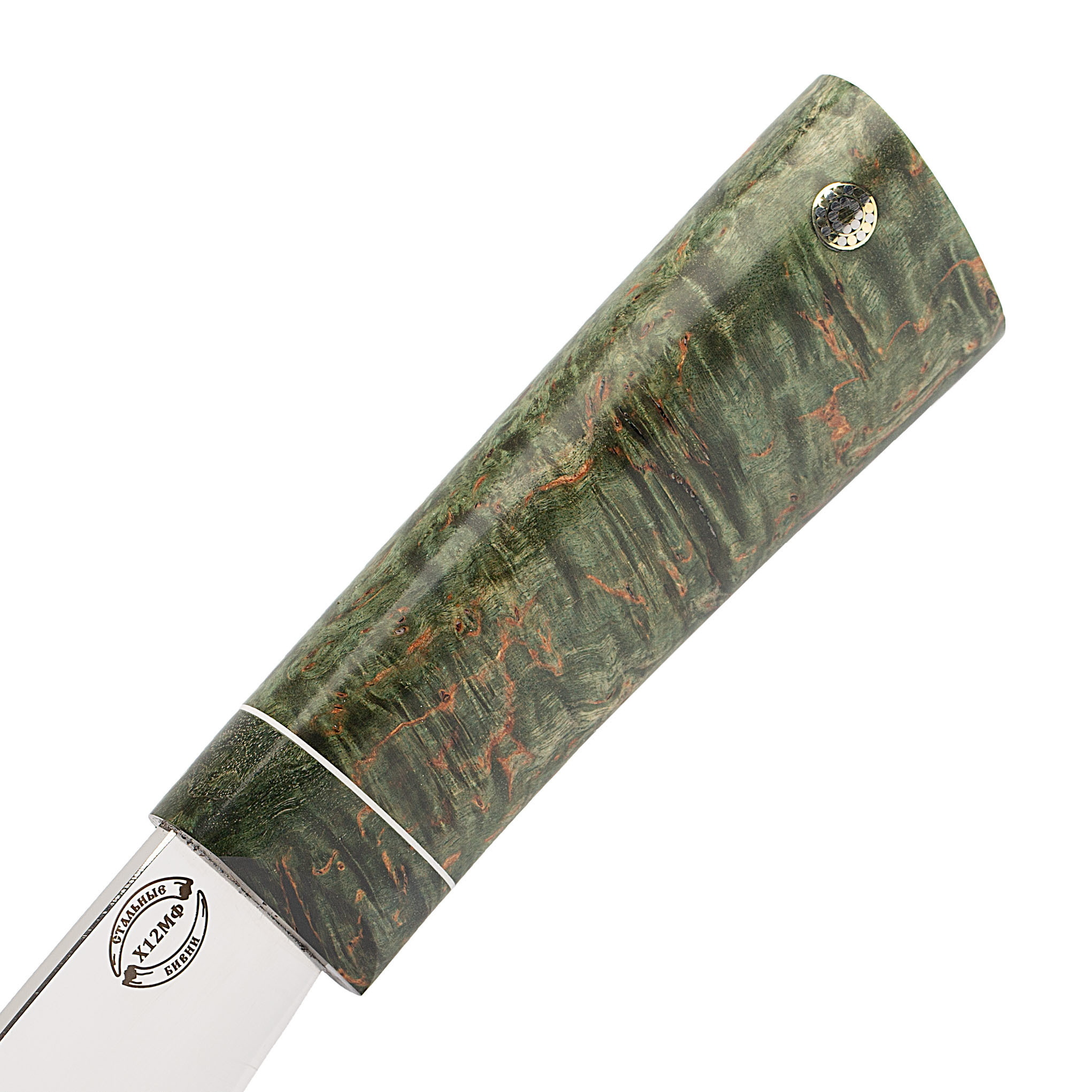 Нож Скинер, сталь Х12МФ, зеленая карельская береза - фото 3