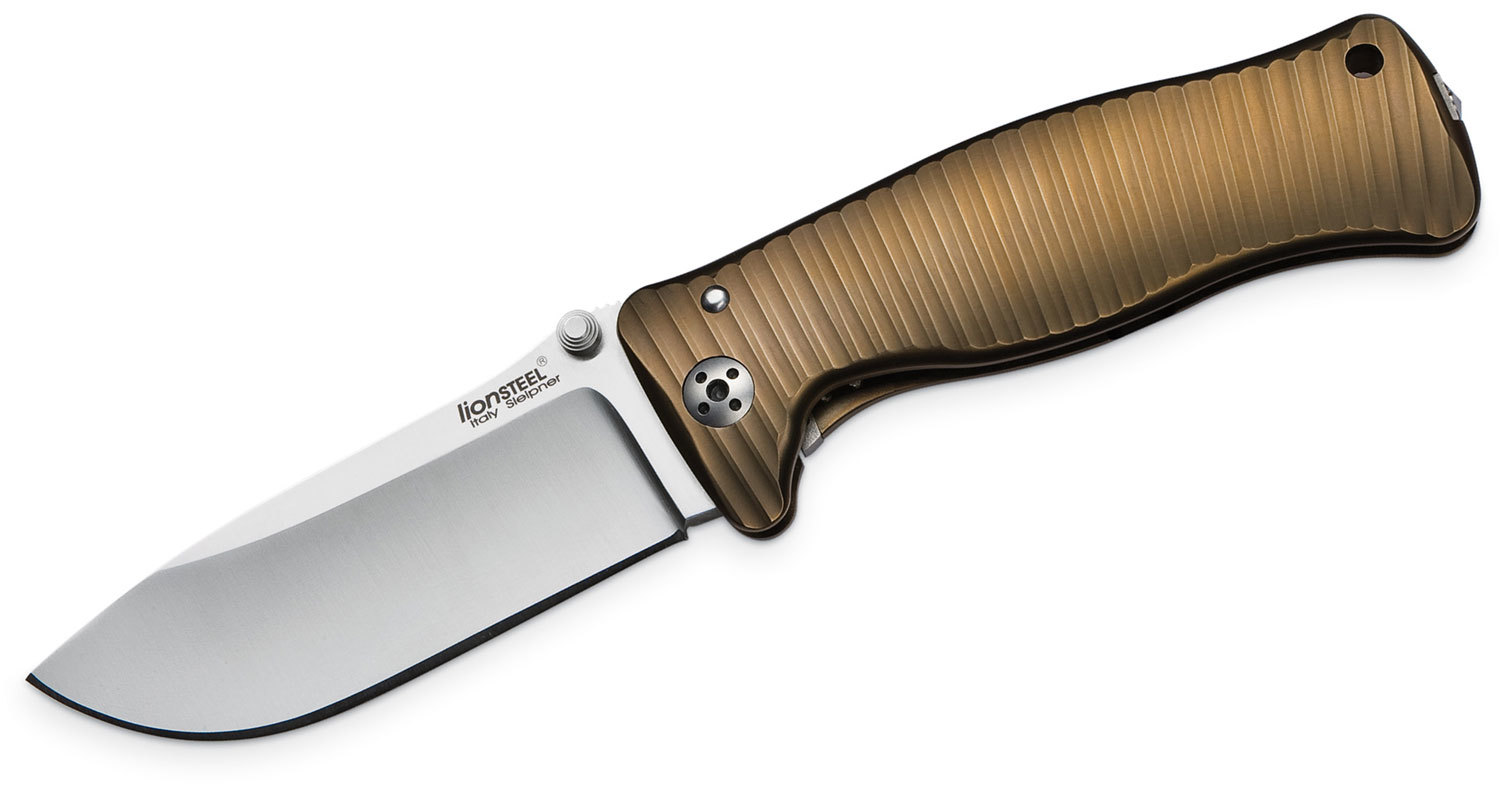 Нож складной LionSteel SR1 B, сталь Uddeholm Sleipner, рукоять титан