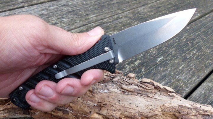 фото Полуавтоматический складной нож boker plus strike spearpoint, сталь aus-8 stonewash plain, рукоять анодированный алюминий, bk01bo400
