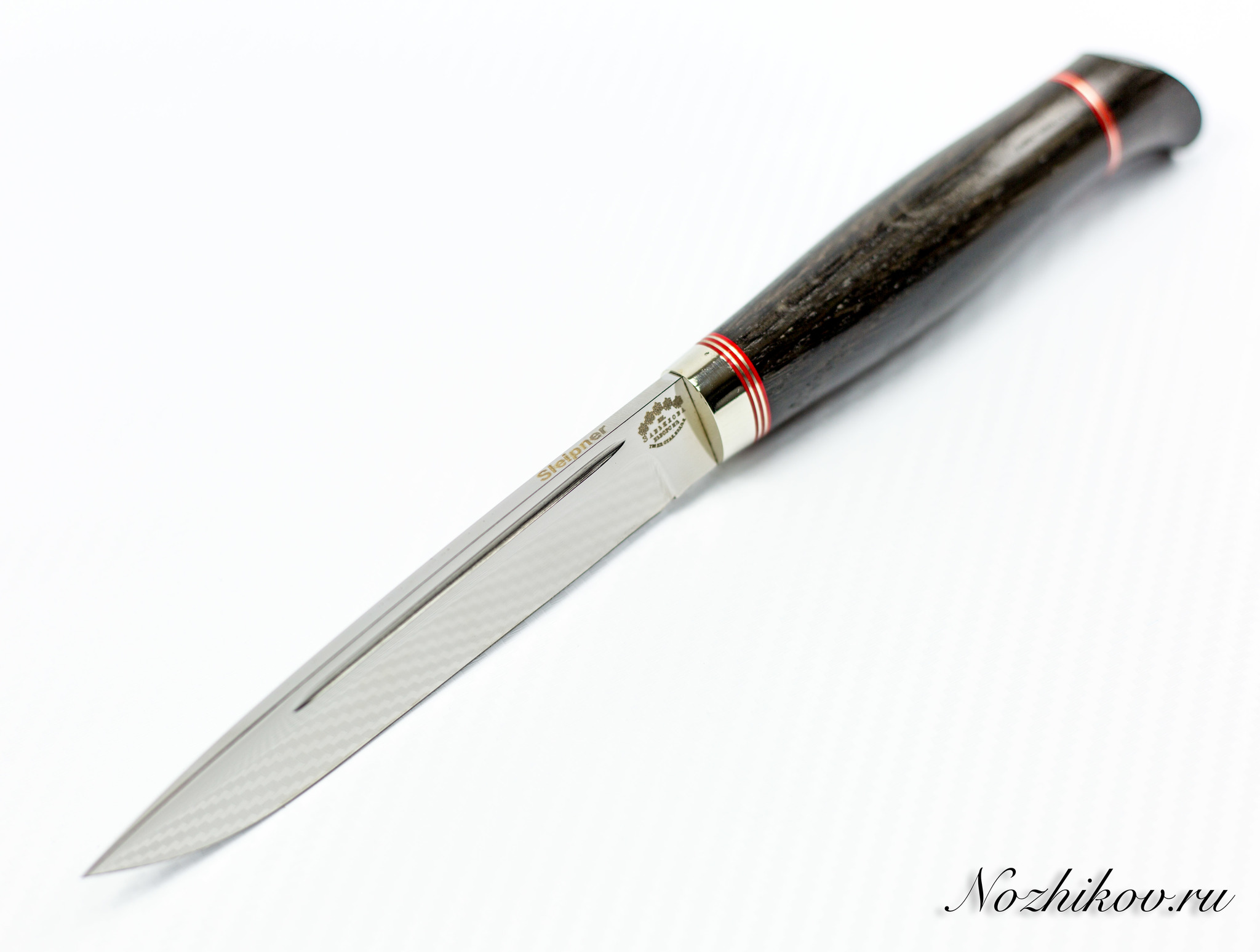 Нож финка из стали Sliepner с красными вставками - фото 4