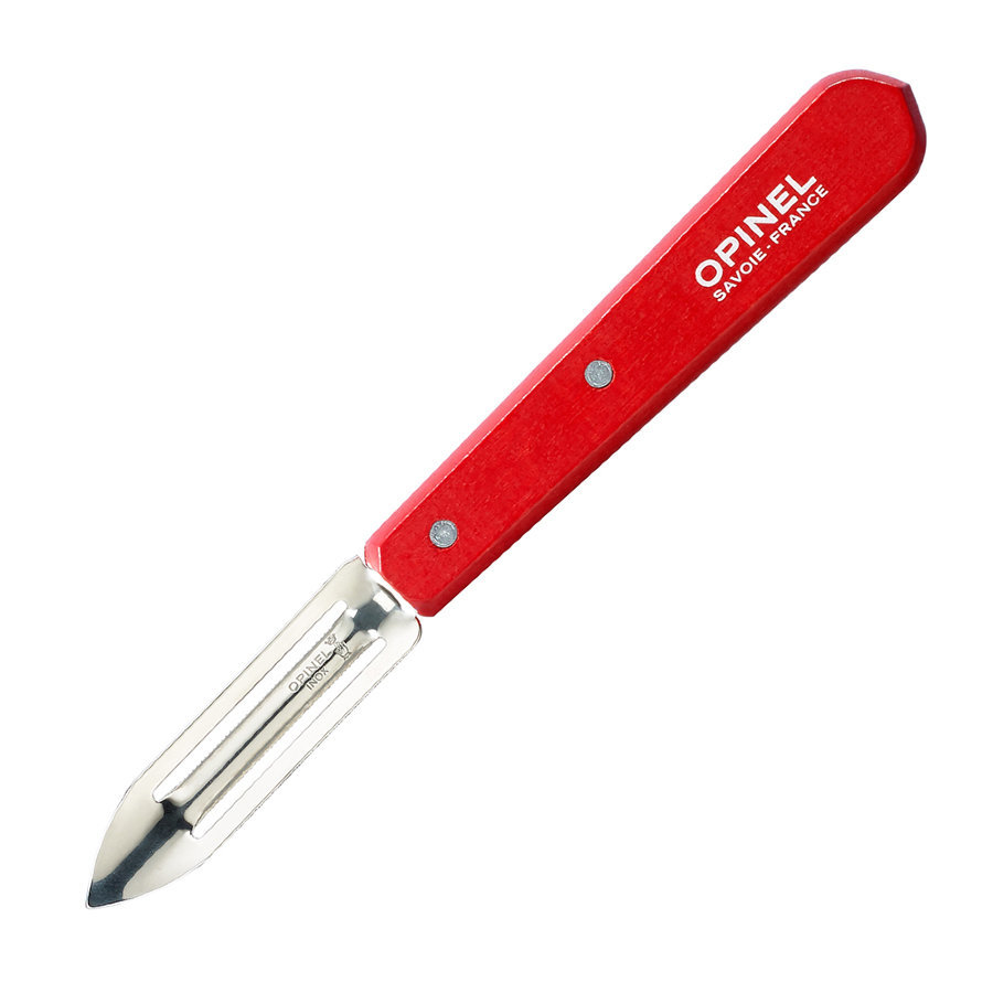 Нож для чистки овощей Opinel, деревянная рукоять, блистер, нержавеющая сталь, красный