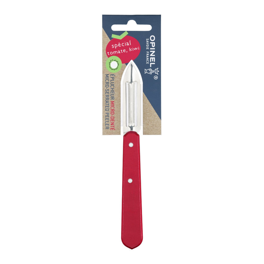 фото Нож для чистки овощей opinel, деревянная рукоять, блистер, нержавеющая сталь, красный