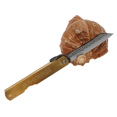 Фото Складной нож Nagao Higonokami Tsuchime, 80мм, сталь Aogami Migaki, рукоять латунь