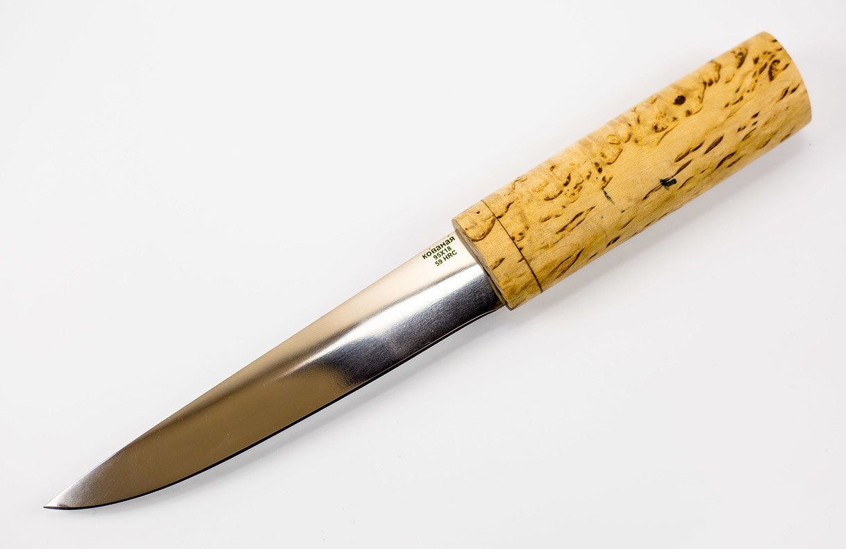 фото Нож якутский, сталь 95х18, карельская береза атака