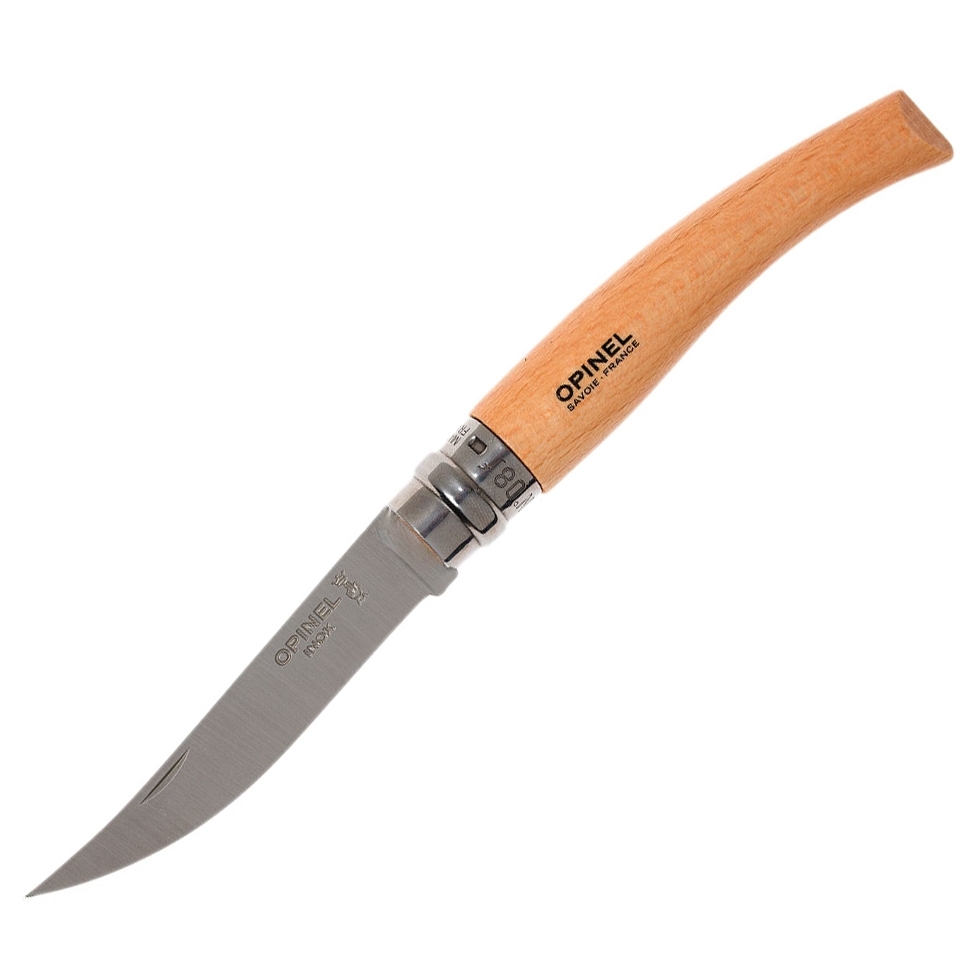 Нож складной филейный Opinel №8 VRI Folding Slim Beechwood, сталь Sandvik 12C27, рукоять бук, 000516