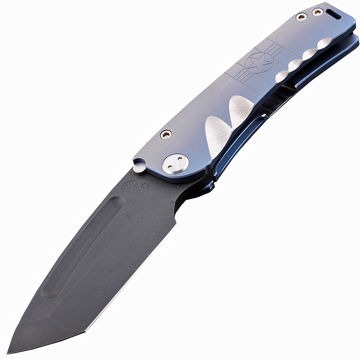 Нож складной Medford Marauder Tanto, Black PVD-Coated D2 Steel, Blue Muted Fade Anodized Titanium Handle