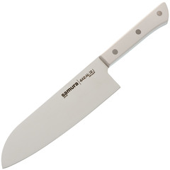 Фото Поварской кухонный нож сантоку Samura HARAKIRI 17,5, сталь AUS-8, рукоять ABS пластик, белый