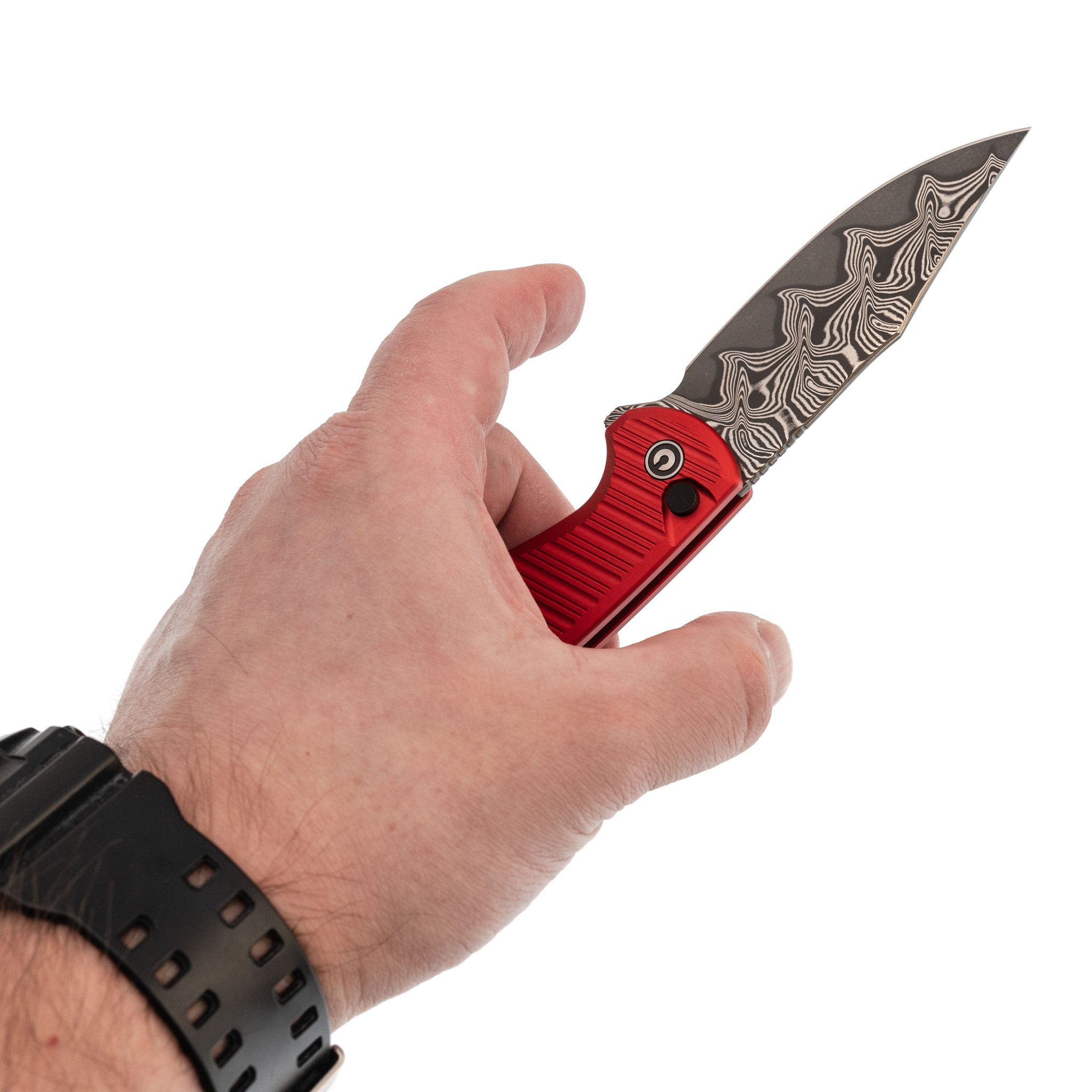 Складной нож Civivi Stormhowl, сталь Damascus, рукоять алюминий, красный - фото 7