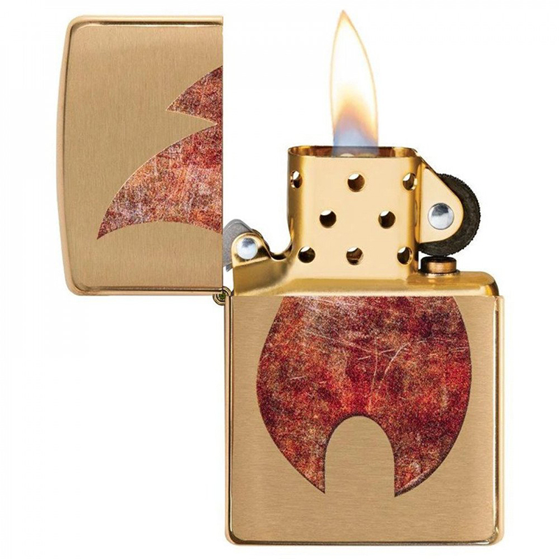 Зажигалка ZIPPO Rusty Flame с покрытием Brushed Brass, латунь/сталь, золотистая, 36x12x56 мм - фото 3