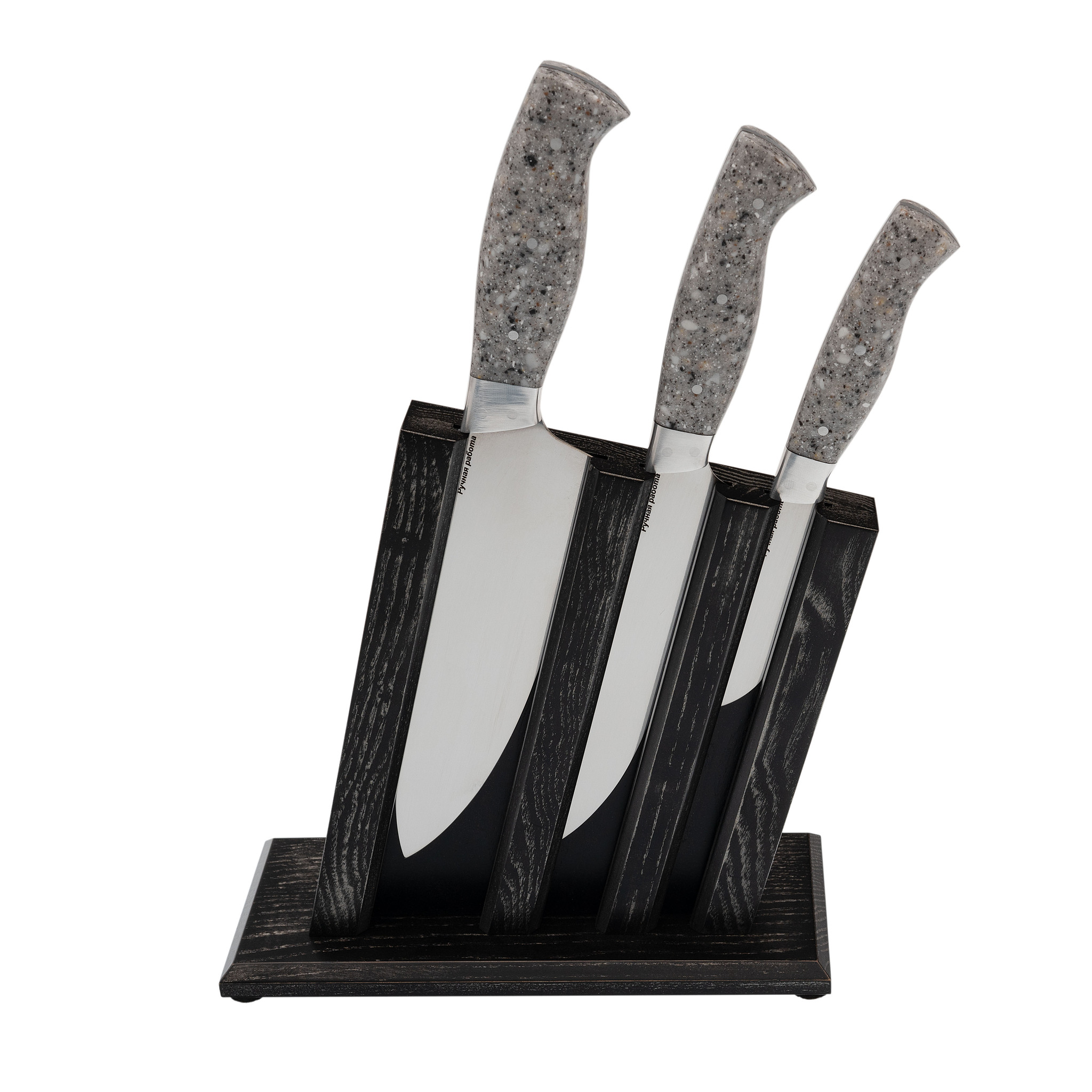 Набор кухонных ножей на подставке, рукоять искусственный камень