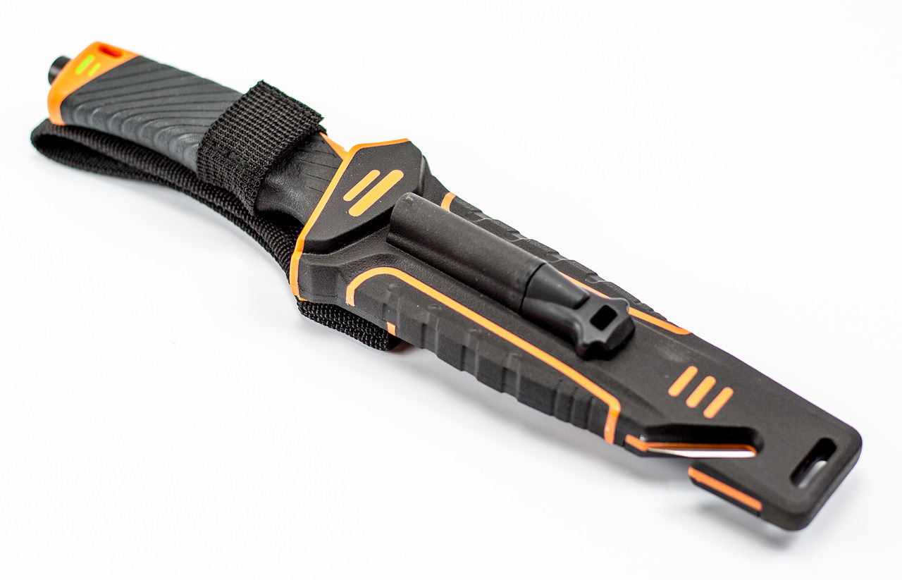 фото Нож для выживания с огнивом и точилкой ganzo g8012, черно-оранжевый