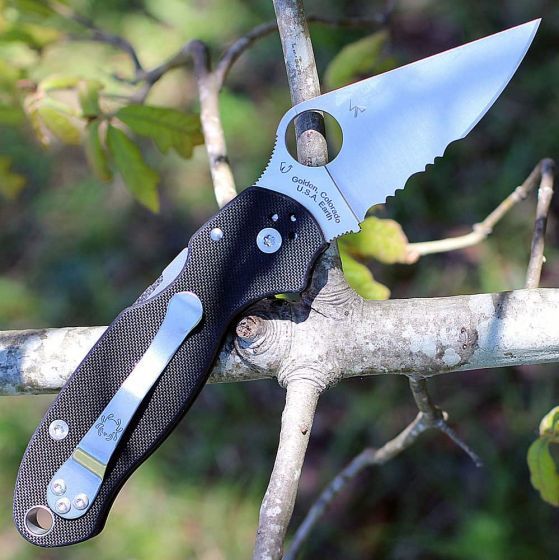 фото Нож складной para 3 - spyderco 223gps, сталь crucible cpm® s30v™ satin combo, рукоять стеклотекстолит g10, чёрный