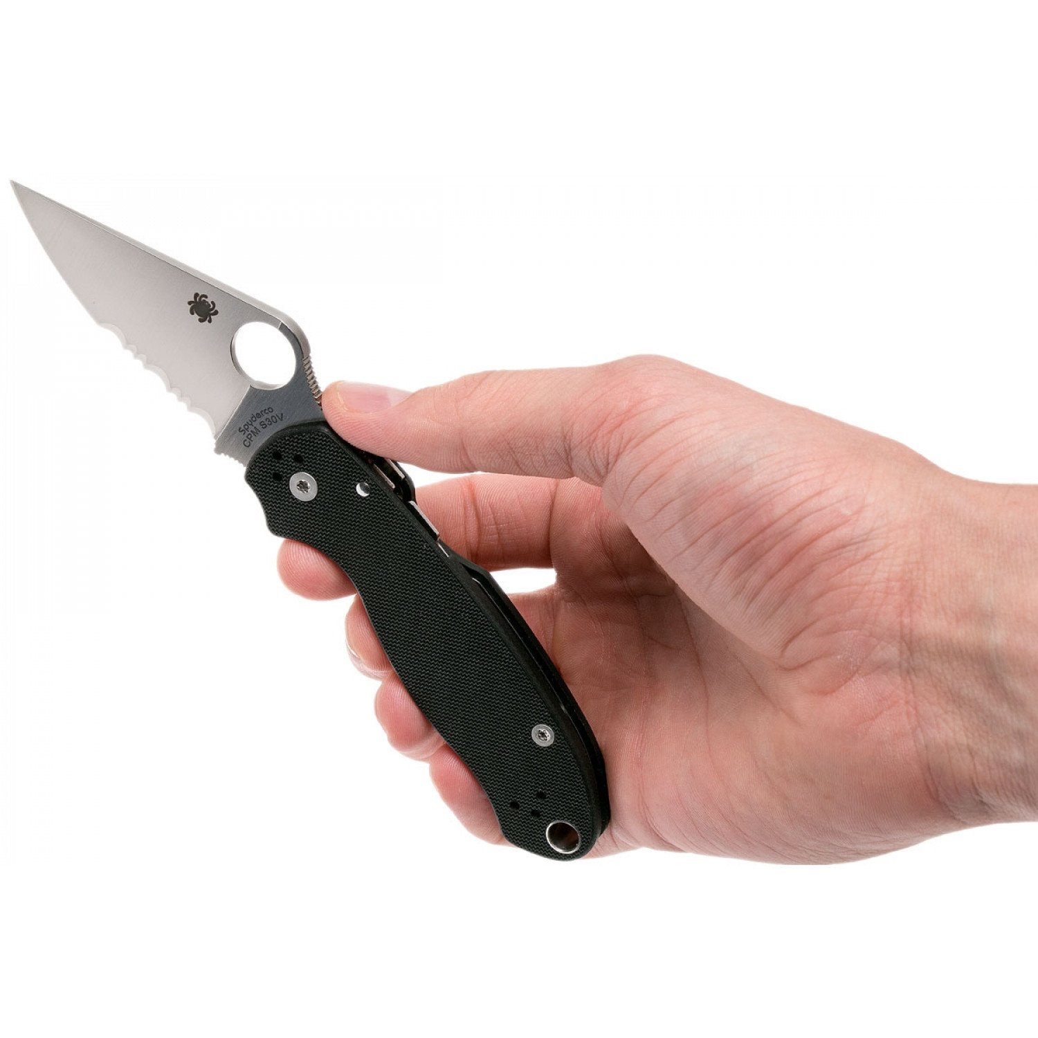 Нож складной Para 3 - Spyderco 223GPS, сталь Crucible CPM® S30V Satin Combo, рукоять стеклотекстолит G10, чёрный от Ножиков