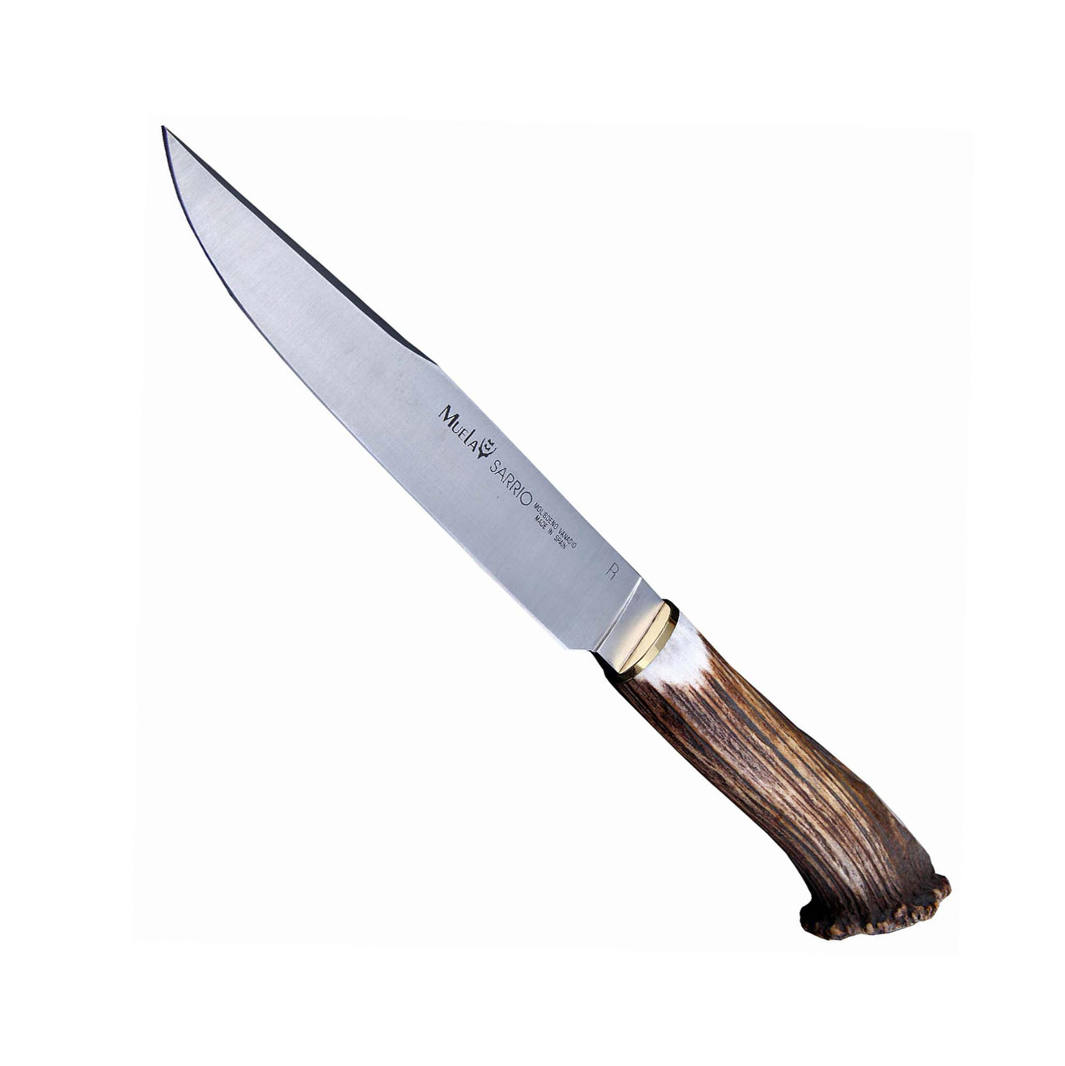 фото Нож с фиксированным клинком muela sarrio, сталь x50crmov15, рукоять резной олений рог