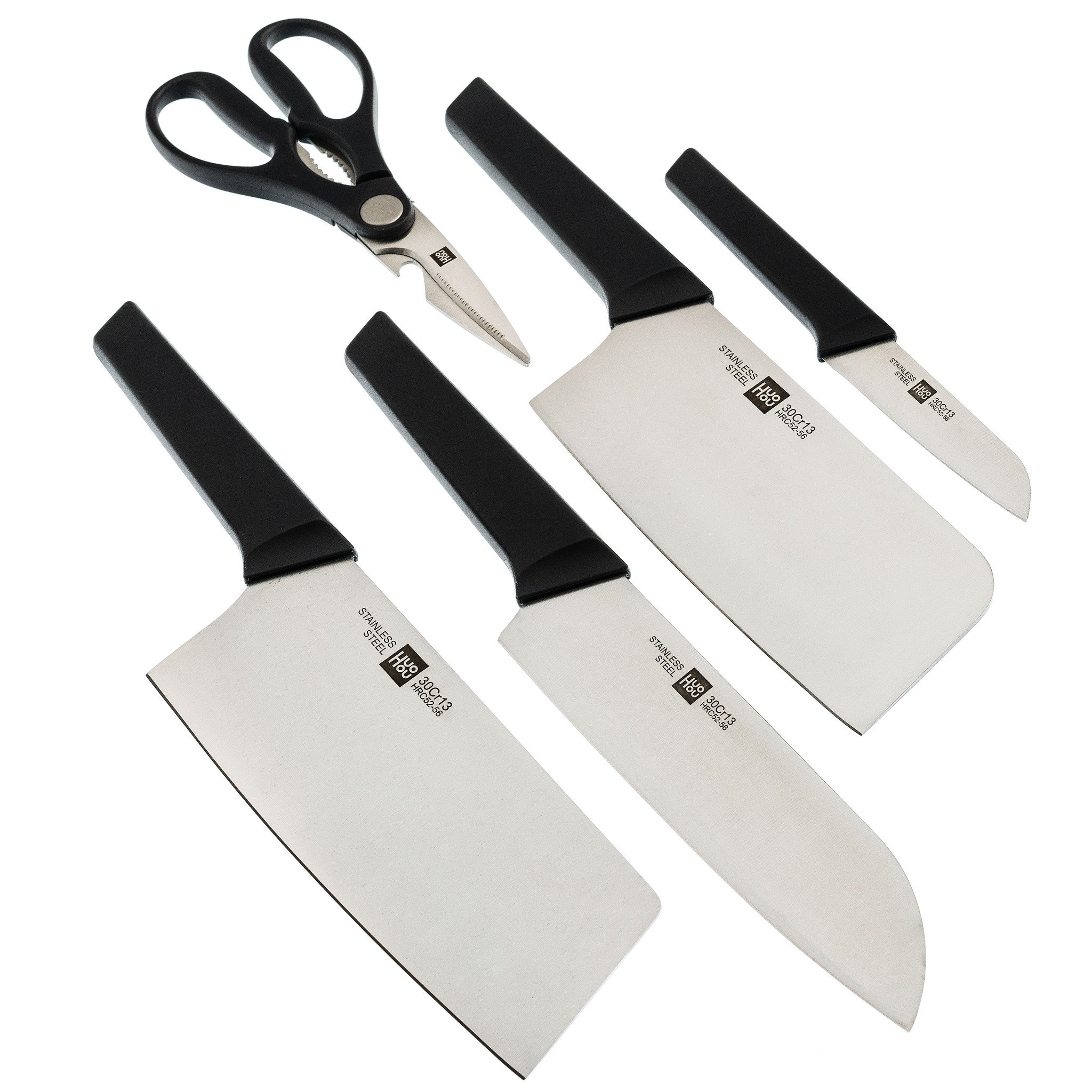 фото Набор кухонных ножей на подставке xiaomi huohou 6-piece kitchen knife set lite