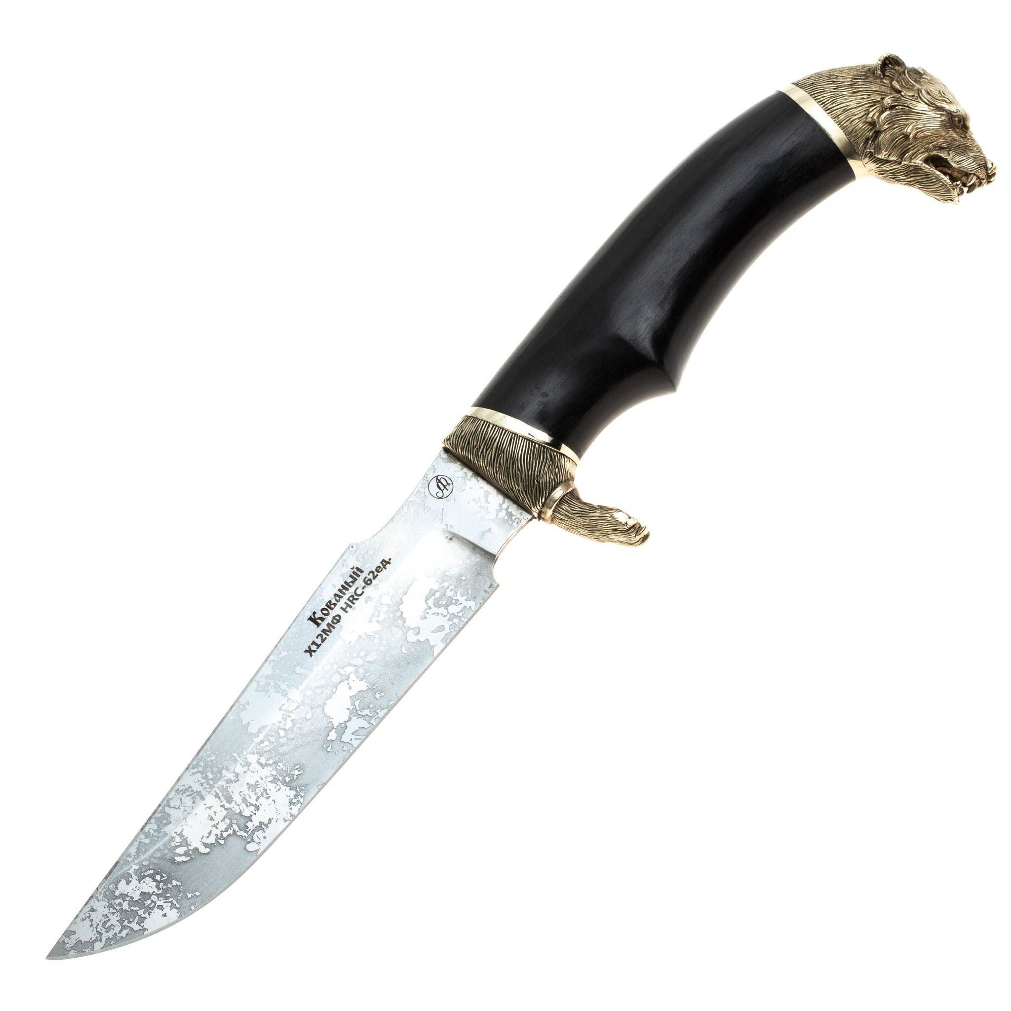 Нож Ирбис-2 с лапой гардой и головой волка, Х12МФ от Ножиков
