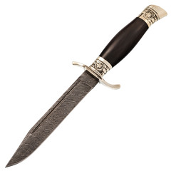 Фото Нож Разведчик, звезда, сталь дамаск, рукоять граб