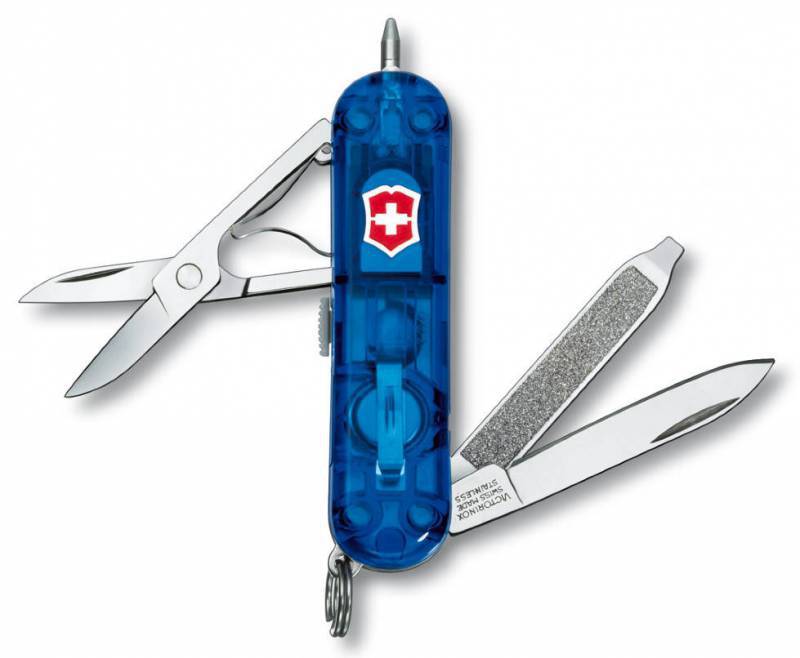 Нож перочинный Victorinox Signature Lite Sapphire 0.6226.T2 58мм 7 функций полупрозрачный синий