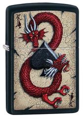 Фото Зажигалка ZIPPO Dragon Ace с покрытием Black Matte, латунь/сталь, чёрная, матовая, 36x12x56 мм
