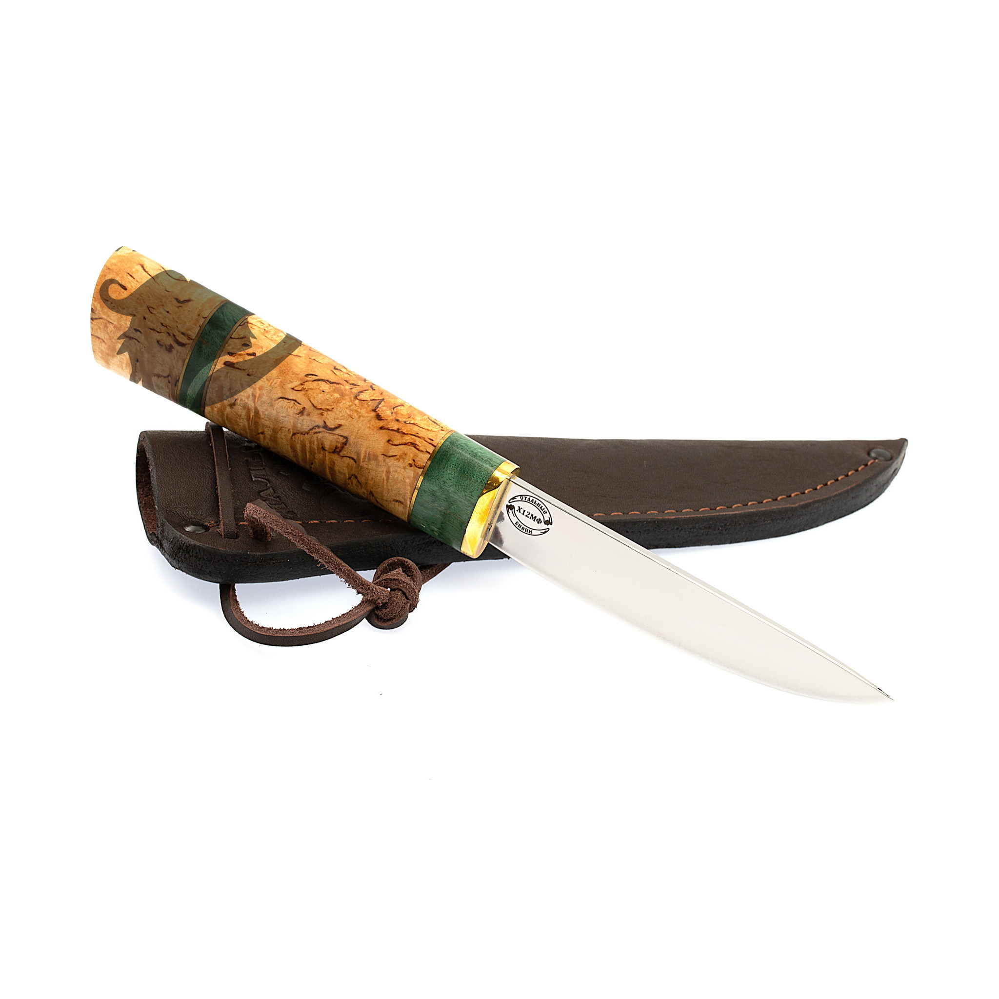 Нож Якутский малый для левшей, сталь Х12МФ, карельская береза - фото 5