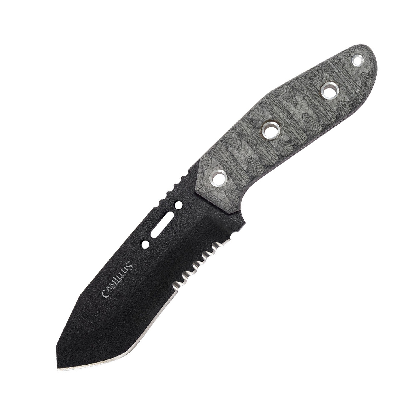 фото Нож с фиксированным клинком camillus - tops knives collaborating survival, сталь 1095 carbon steel, рукоять микарта