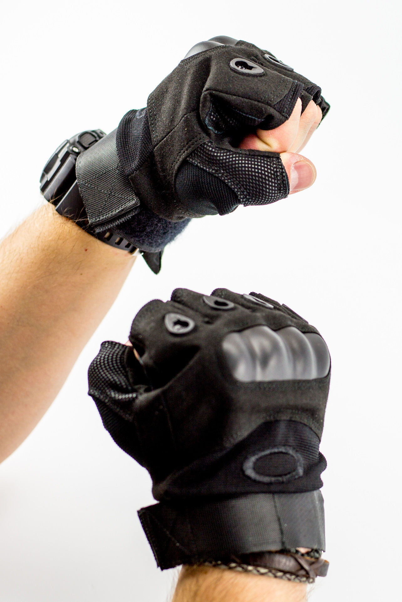Тактические перчатки без пальцев, черные размер XL - фото 1