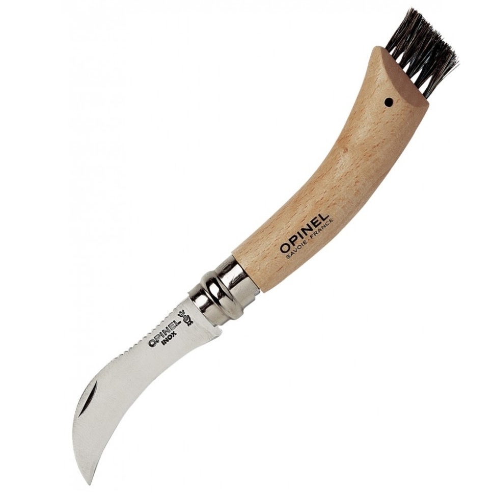 Нож грибника складной Opinel №8, нержавеющая сталь Sandvik 12C27, рукоять бук, блистер, 001250
