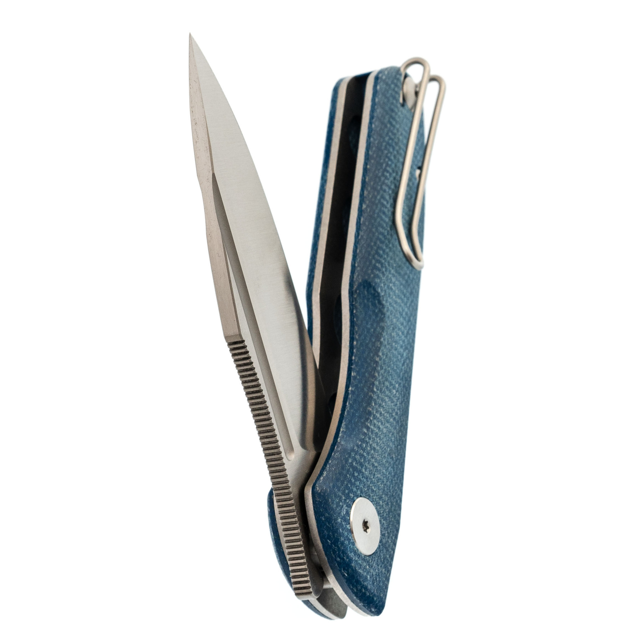Складной нож Trivisa Antliae-04LMW, сталь 14C28N, рукоять микарта, синий - фото 5