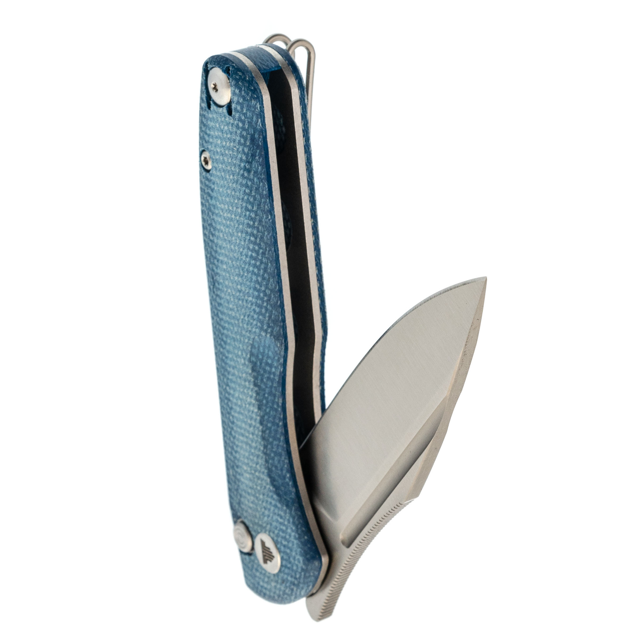 Складной нож Trivisa Antliae-04LMW, сталь 14C28N, рукоять микарта, синий - фото 4