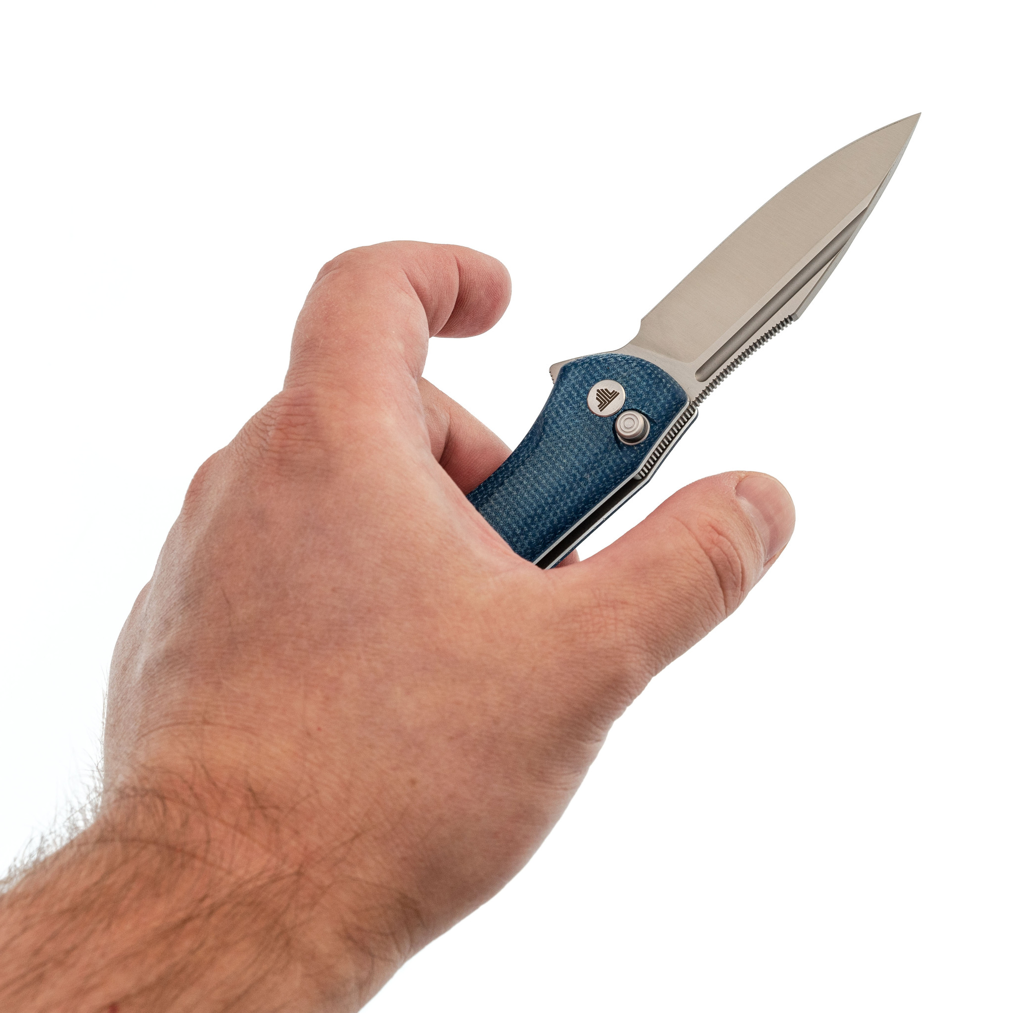 Складной нож Trivisa Antliae-04LMW, сталь 14C28N, рукоять микарта, синий - фото 7