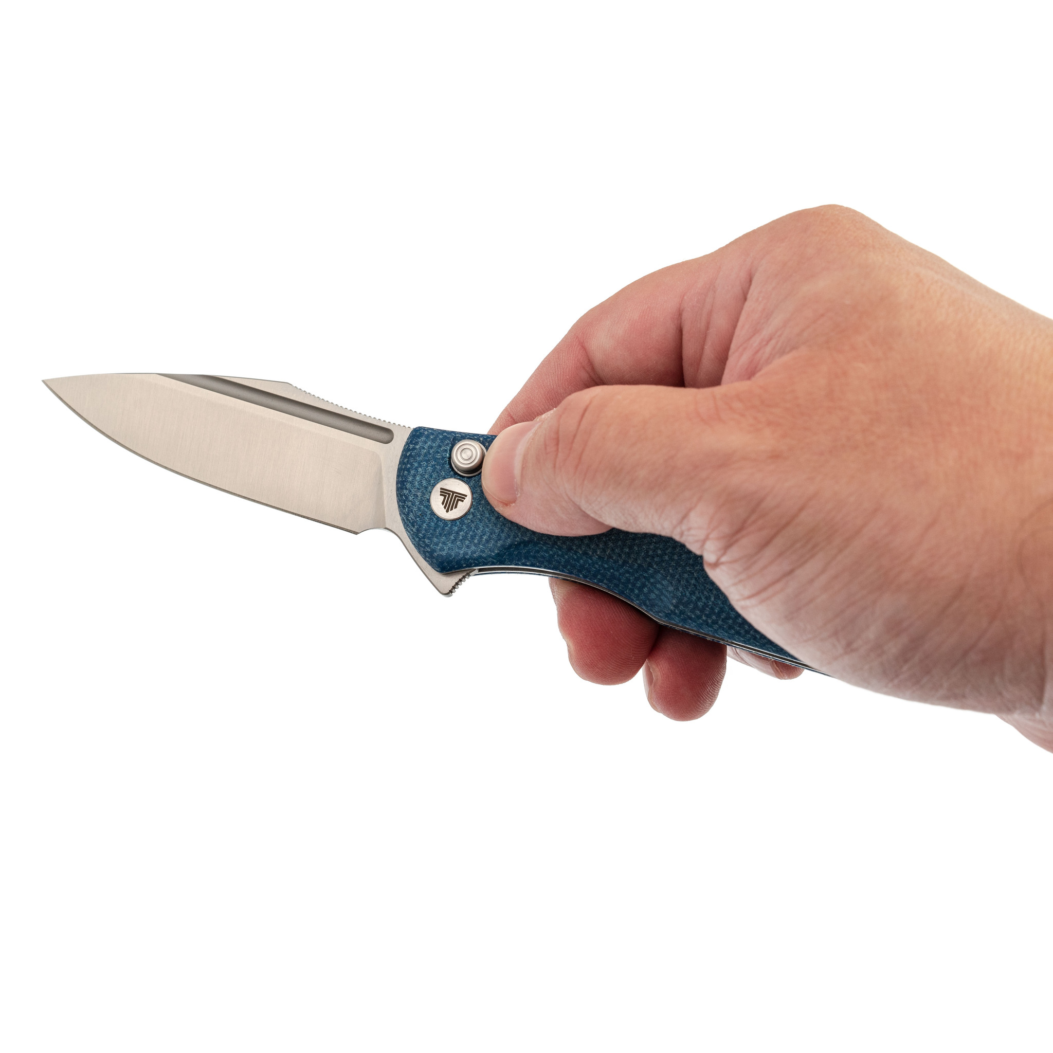 Складной нож Trivisa Antliae-04LMW, сталь 14C28N, рукоять микарта, синий - фото 8