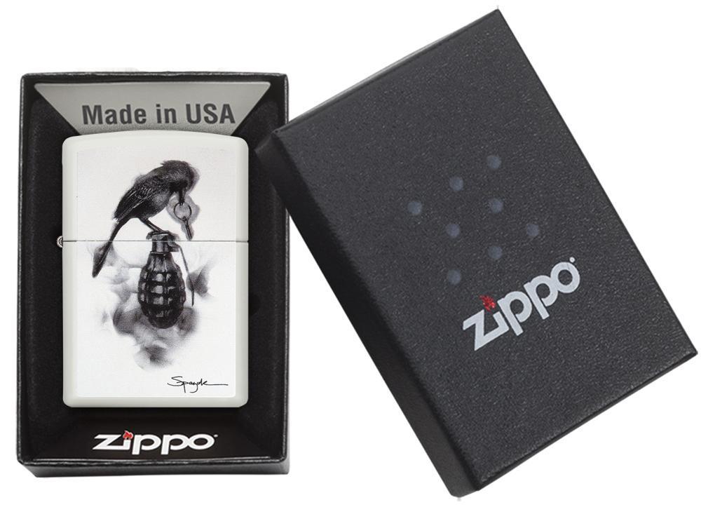 Зажигалка ZIPPO Classic Чека с покрытием White Matte, латунь/сталь, белая, матовая, 36x12x56 мм - фото 2