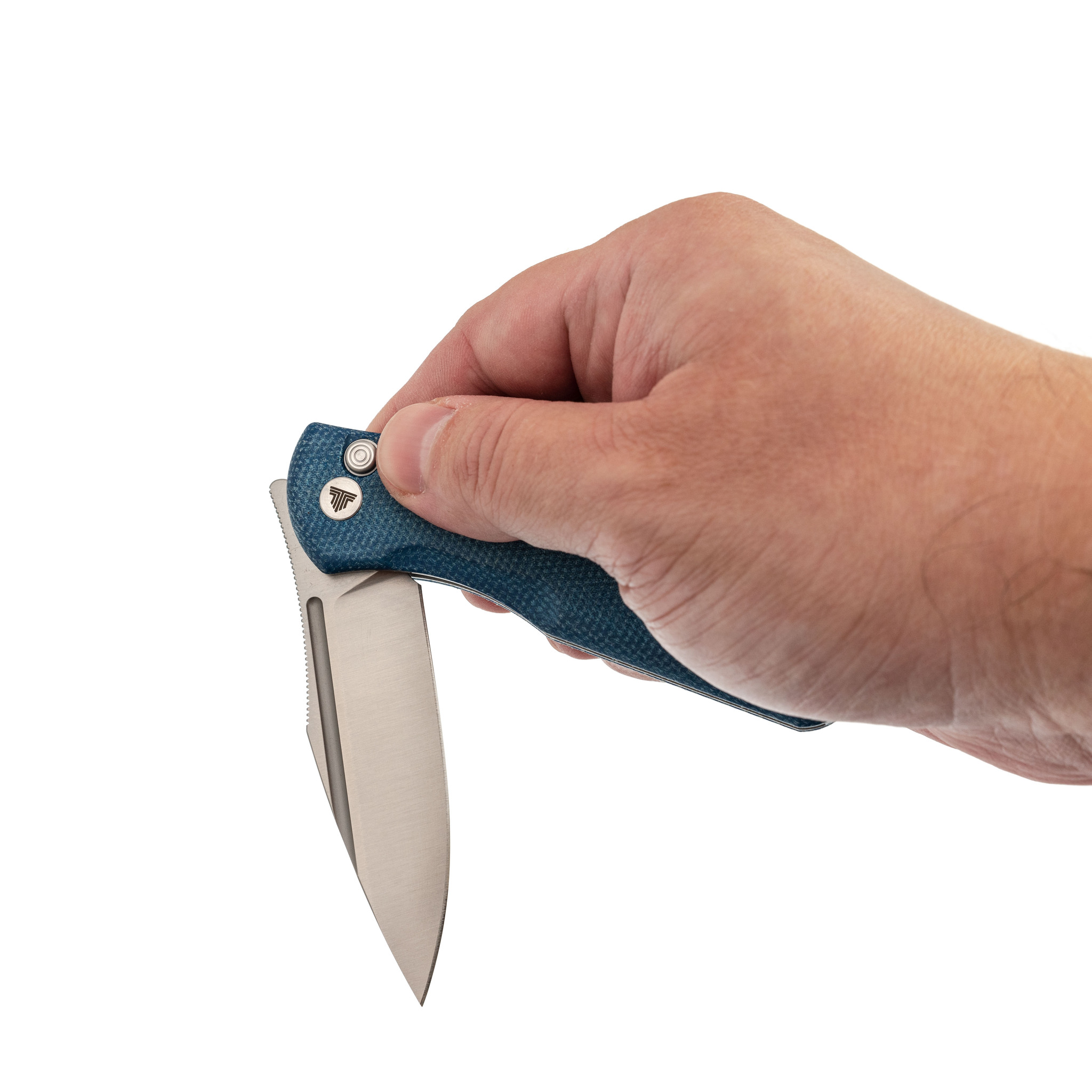Складной нож Trivisa Antliae-04LMW, сталь 14C28N, рукоять микарта, синий - фото 9