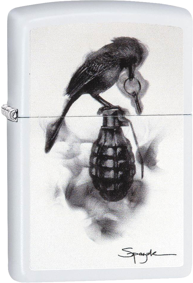 Зажигалка ZIPPO Classic Чека с покрытием White Matte, латунь/сталь, белая, матовая, 36x12x56 мм