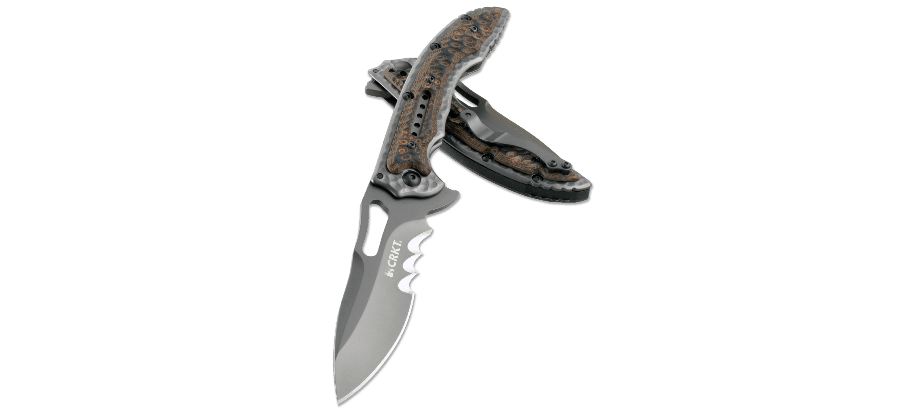 фото Складной нож crkt fossil™ with veff serrations™, сталь 8cr13mov, рукоять нержавеющая сталь, накладки g10