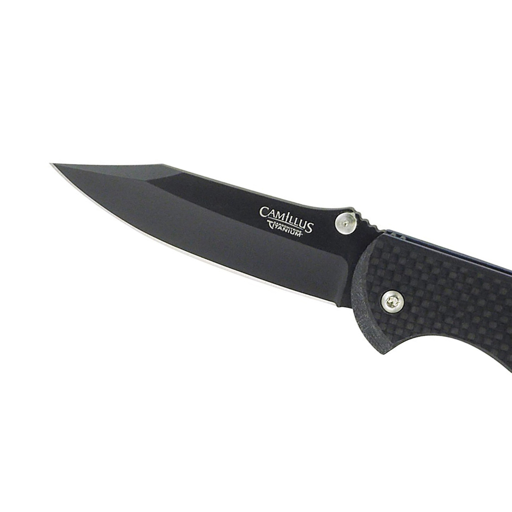 фото Складной нож camillus edc clip point, сталь vg-10, рукоять carbon fiber, чёрный