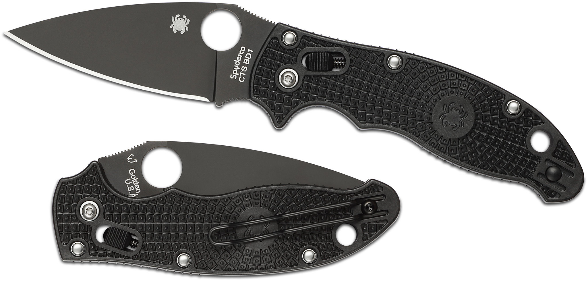 Нож складной Manix 2 Spyderco C101PBBK2, сталь Carpenter CTS™ - BD1 Alloy Black DLC Coated Plain, рукоять пластик FRCP, чёрный - фото 2