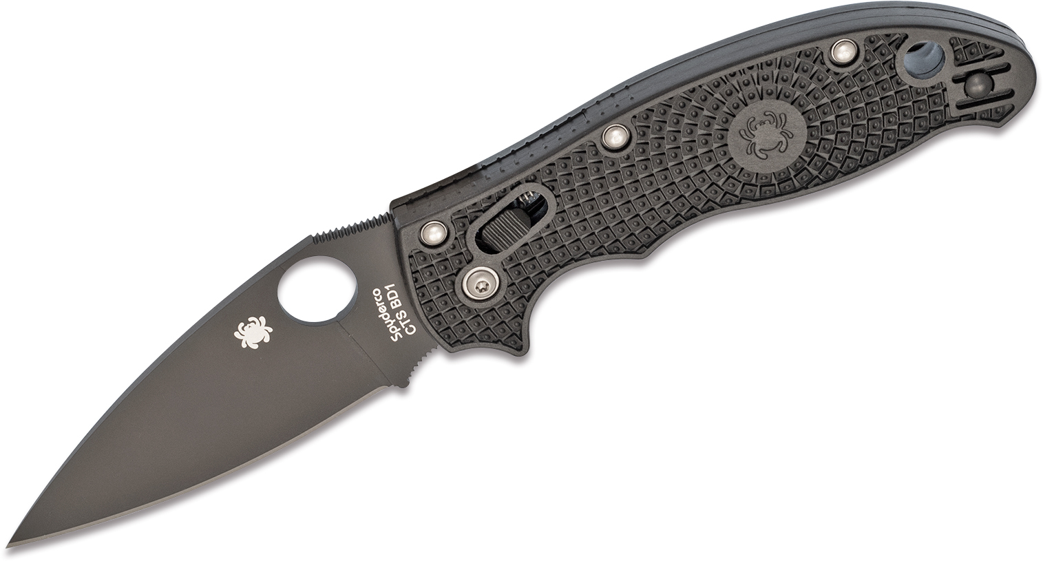 Нож складной Manix 2 Spyderco C101PBBK2, сталь Carpenter CTS™ - BD1 Alloy Black DLC Coated Plain, рукоять пластик FRCP, чёрный - фото 6