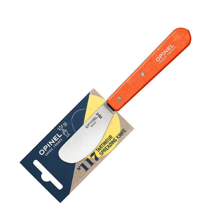 Нож для масла Opinel №117, деревянная рукоять, блистер, нержавеющая сталь, оранжевый