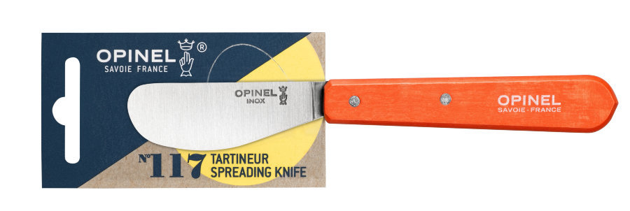 Нож для масла Opinel №117, деревянная рукоять, блистер, нержавеющая сталь, оранжевый от Ножиков