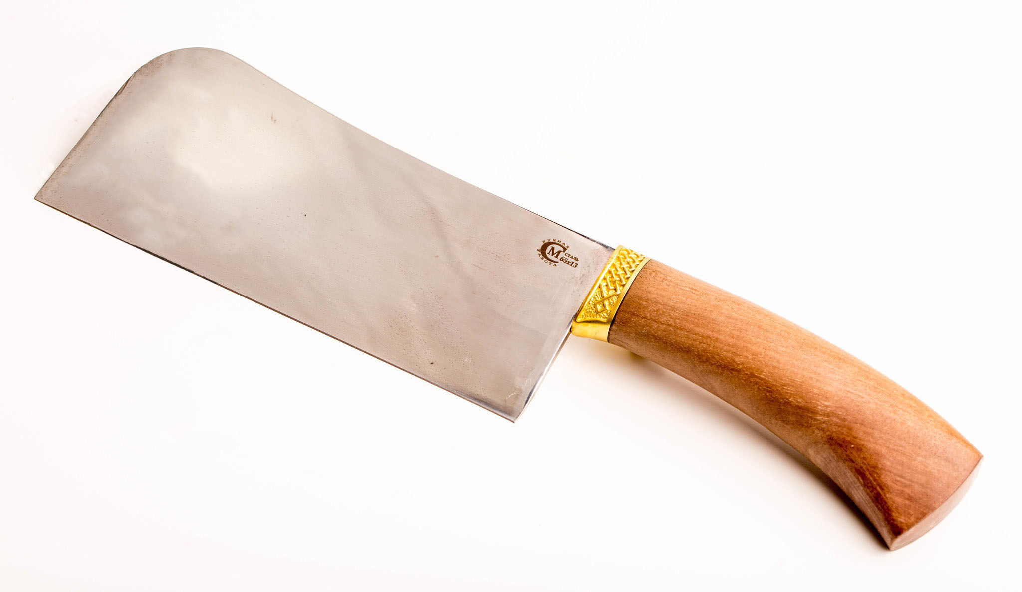 фото Нож тяпка для мяса "мясной", сталь 65х13, орех кузница семина