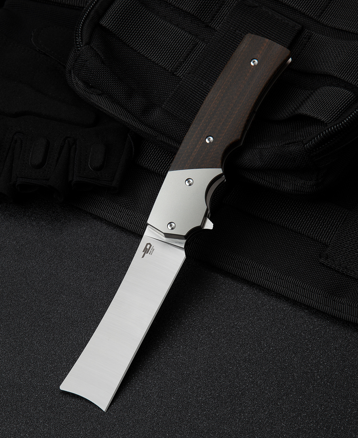 фото Складной нож bestech spanish tip razor, сталь m390, рукоять титан/карбон bestech knives